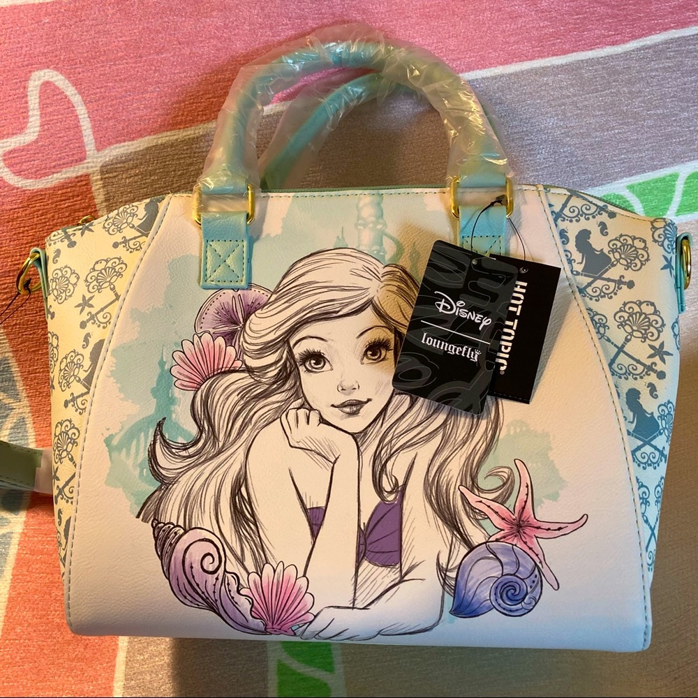 Disney Loungefly Little Mermaid Ariel Watercolor Satchel - Picture 4 of 13